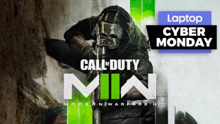 Call of Duty: Modern Warfare 2 cover art with a Cyber Monday banner