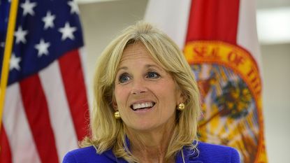 FORT LAUDERDALE, FL - NOVEMBER 18: Dr. Jill Biden visits Broward College Aviation Institute and addresses a group of educators to discuss the recent selection of Broward College to lead a $24.5 million grant to twelve schools in seven states focused on training workers for careers in supply chain management on November 18, 2013 in Fort Lauderdale, Florida. (Photo by Vallery Jean/FilmMagic)