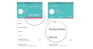 tap settings then nutrition goals