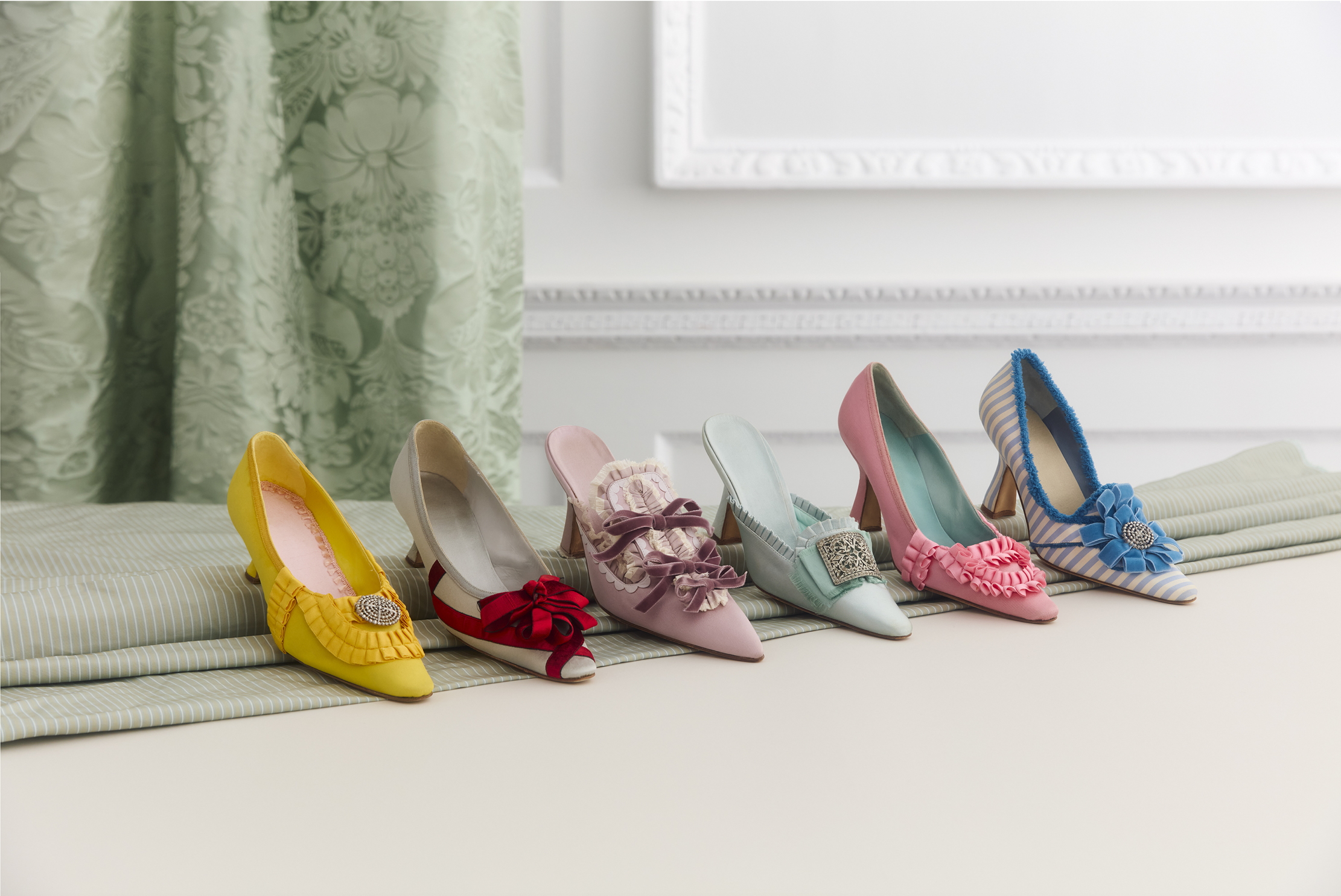 Some of the shoes Manolo Blahnik created for Milena Canonero&#039;s Oscar-winning costumes in Sofia Coppola&#039;s Marie Antoinette (2006)