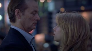 Scarlett Johansson and Bill Murray looking at each other in the final scene of Lost in Translation