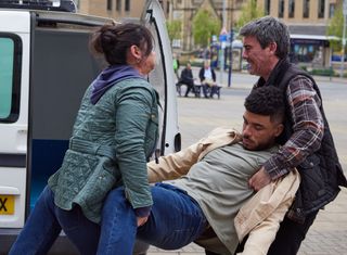 Cain Dingle and Moira kidnap Nate on Tracy's wedding day