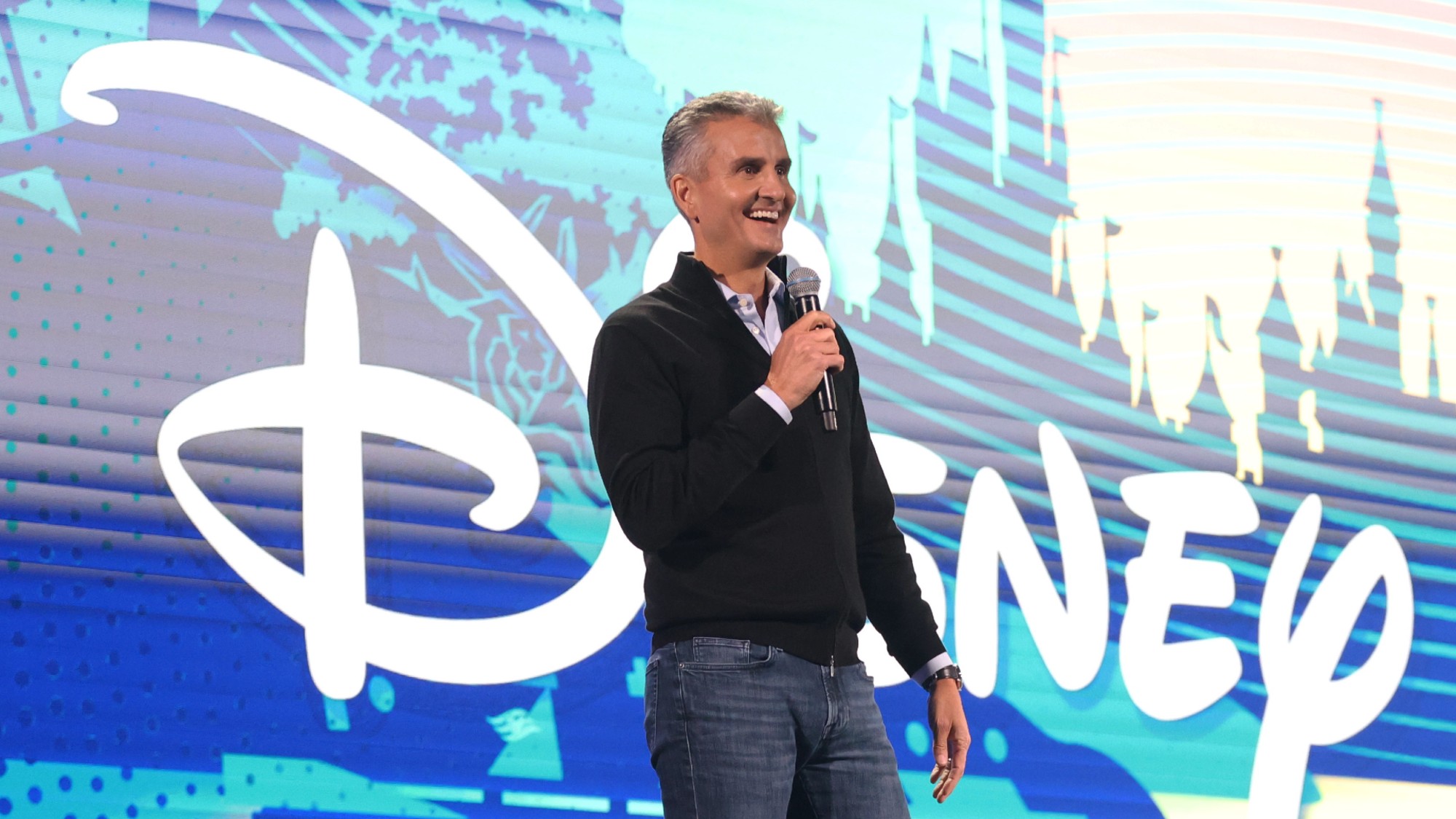 Incoming Disney CEO Josh D&rsquo;Amaro speaks during a D23 event in Brazil. 