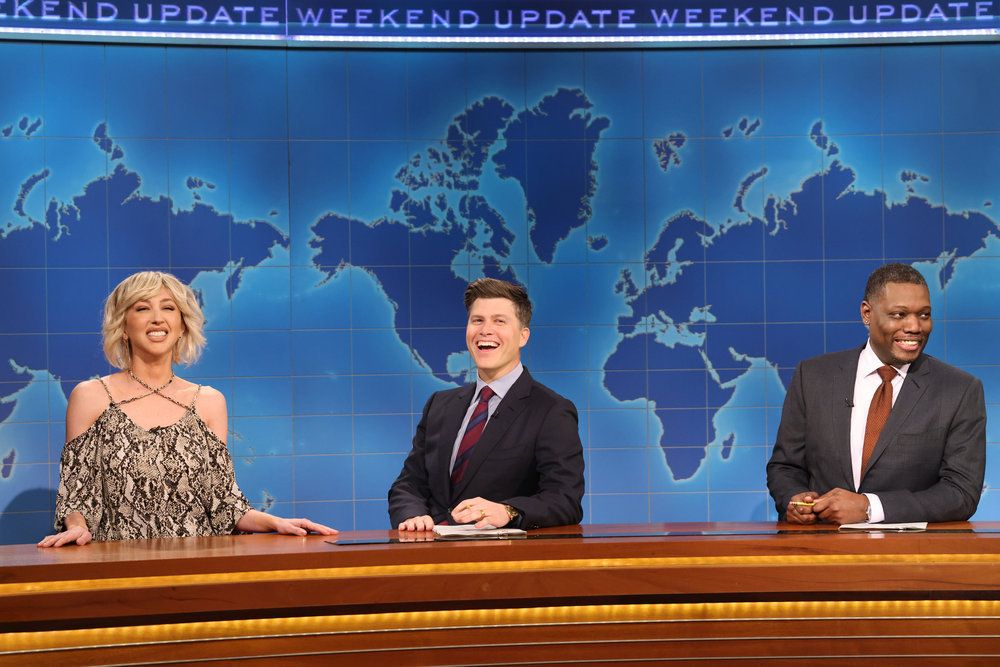 SATURDAY NIGHT LIVE -- Episode 1857 -- Pictured: (l-r) Heidi Gardner as Woman Who Is Aging Gracefully on &quot;Weekend Update&quot;