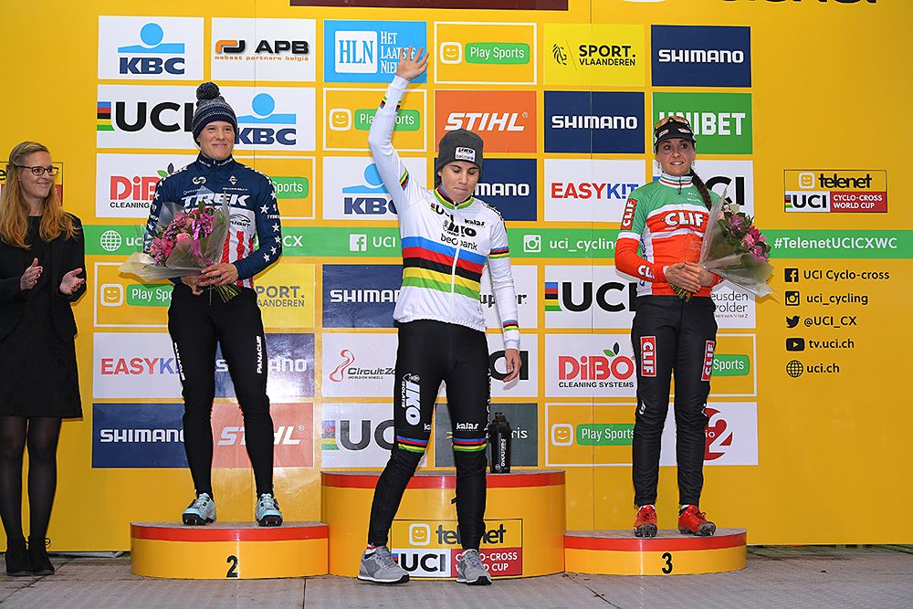 Sanne Cant wins, Katie Compton is second and Eva Lechner third- Heusden-Zolder