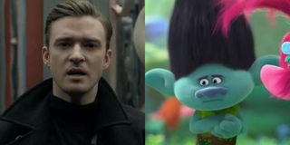 Justin Timberlake and his character in Trolls 2, Trolls World Tour