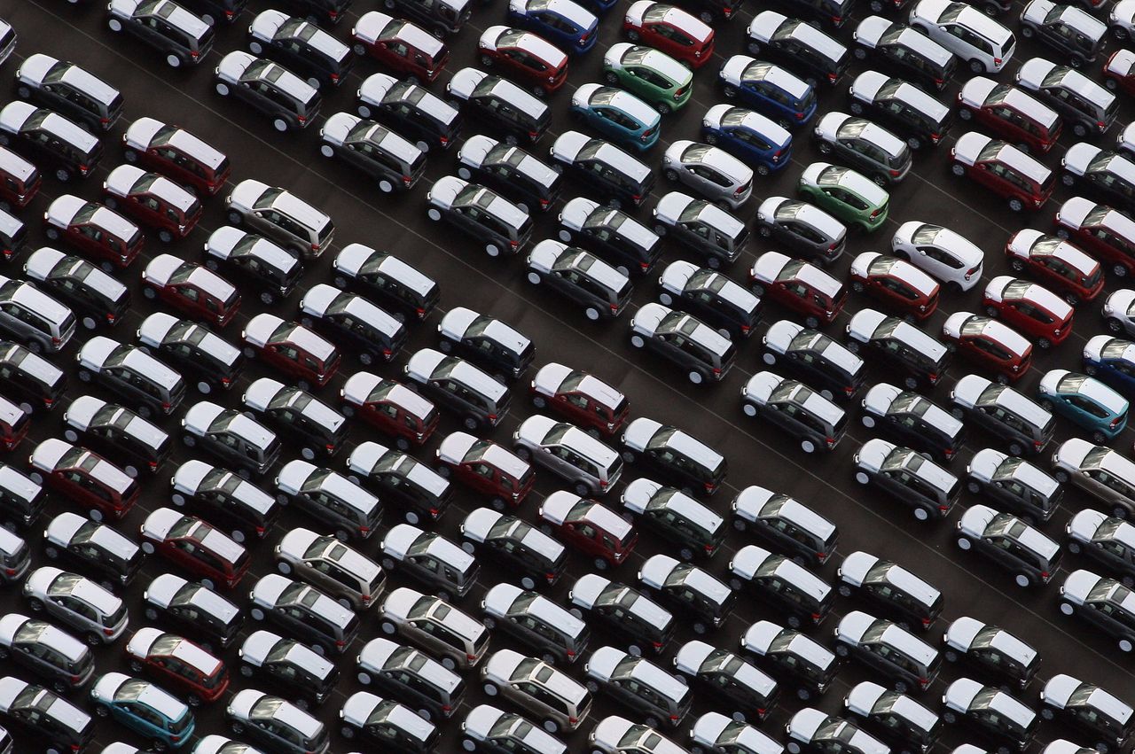 Unsold cars in Avonmouth, England.