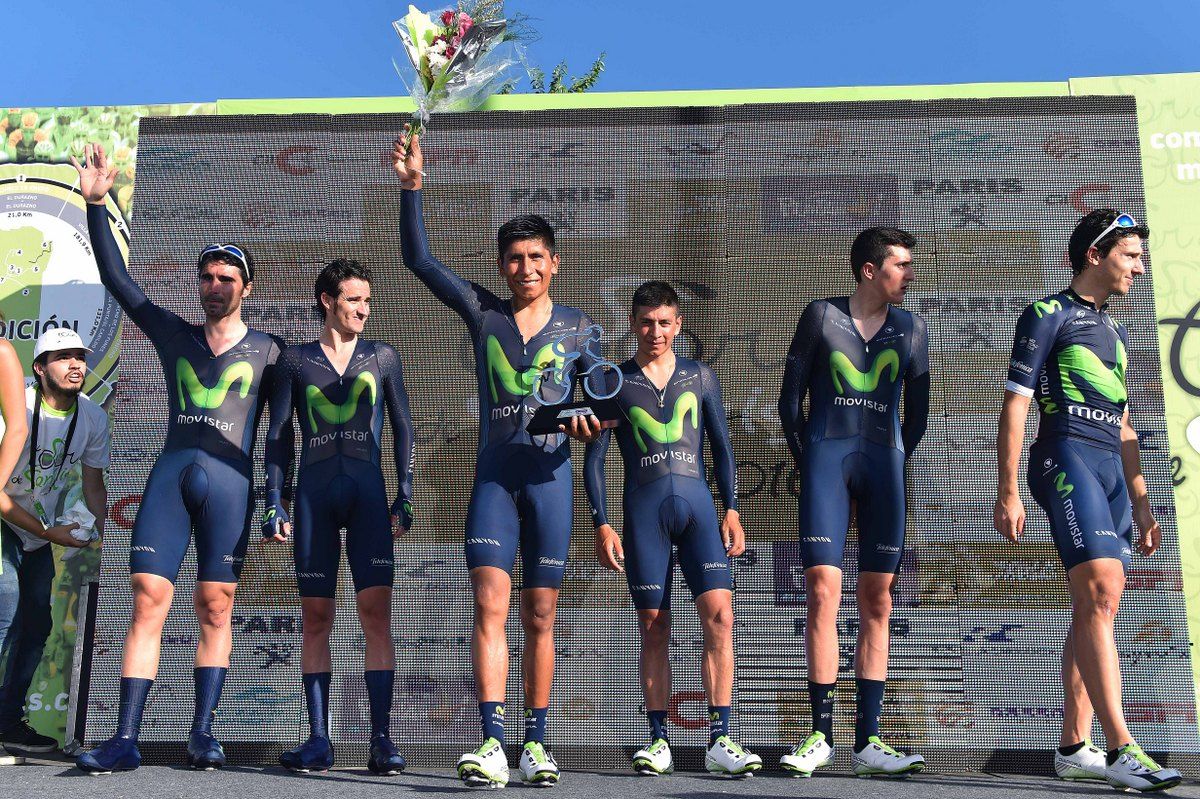 Team Movistar on the podium