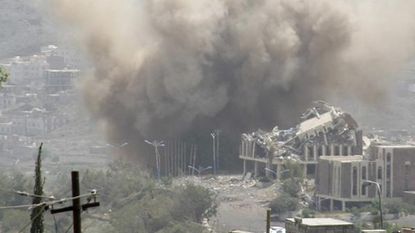 Air strikes in Yemen.