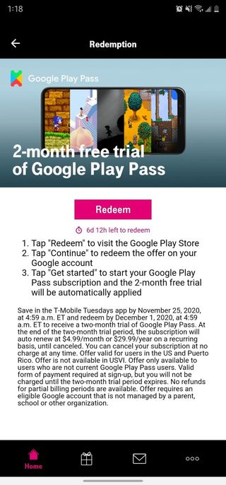 T-Mobile Tuesdays Play Pass Redeem