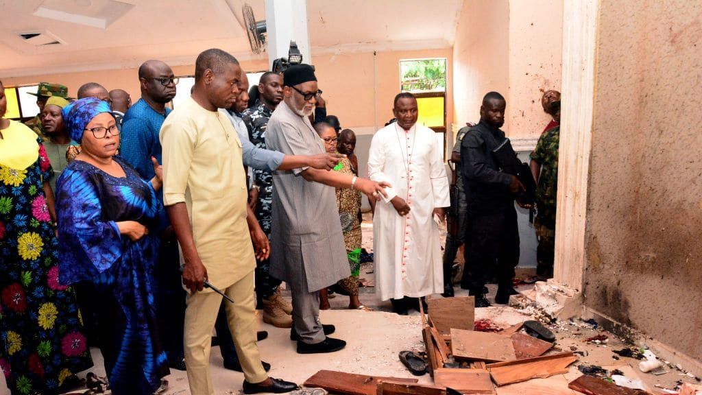 The aftermath of an attack at St. Francis Catholic Church in Owo, Nigeria.