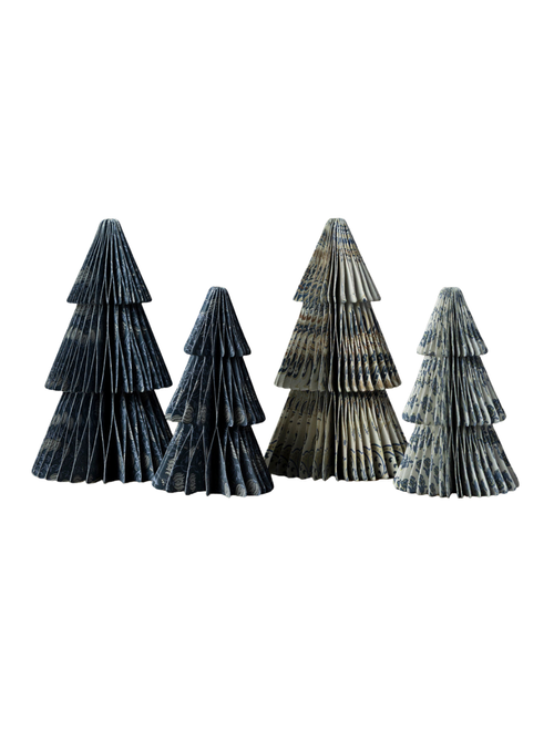 Handmade Patterned Paper Honeycomb Trees (set of 4)