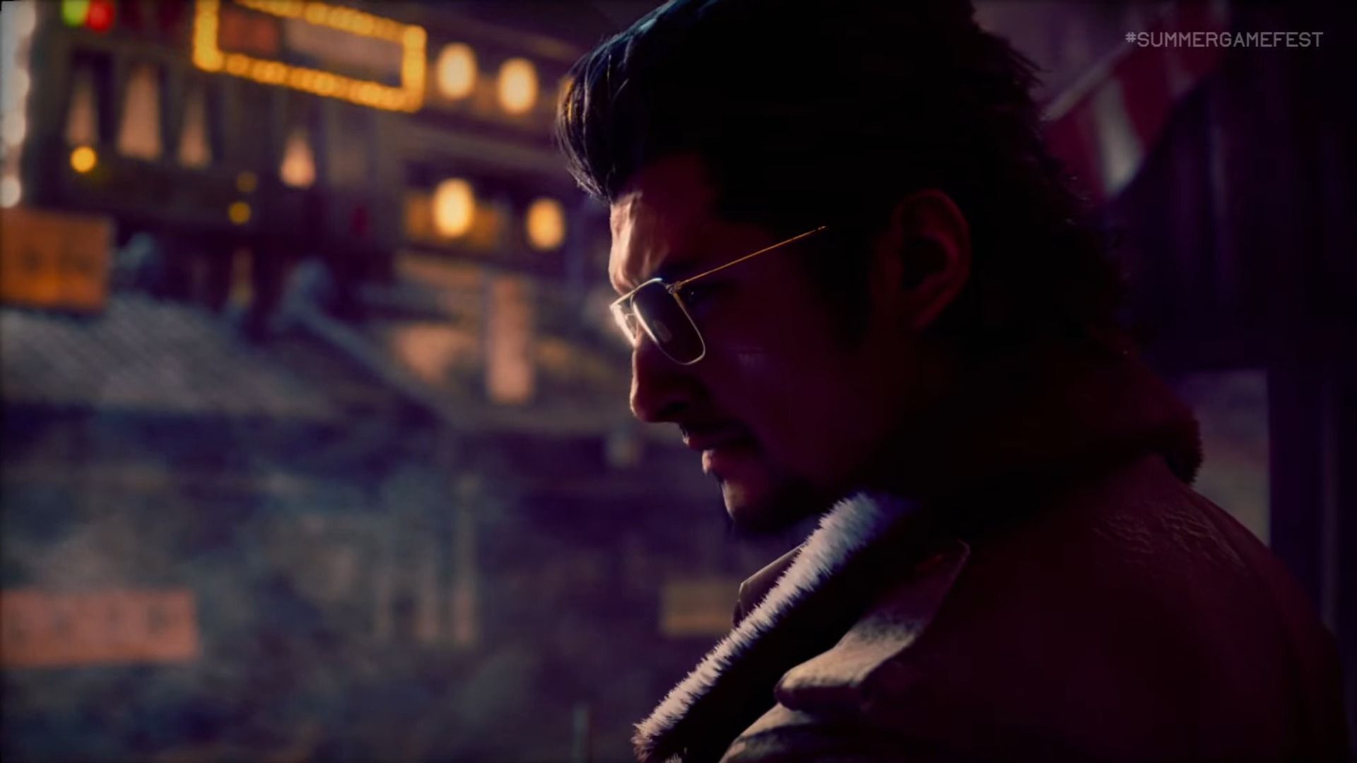Screenshot in Stranger than Heaven of on of the characters overlooking a bridge.