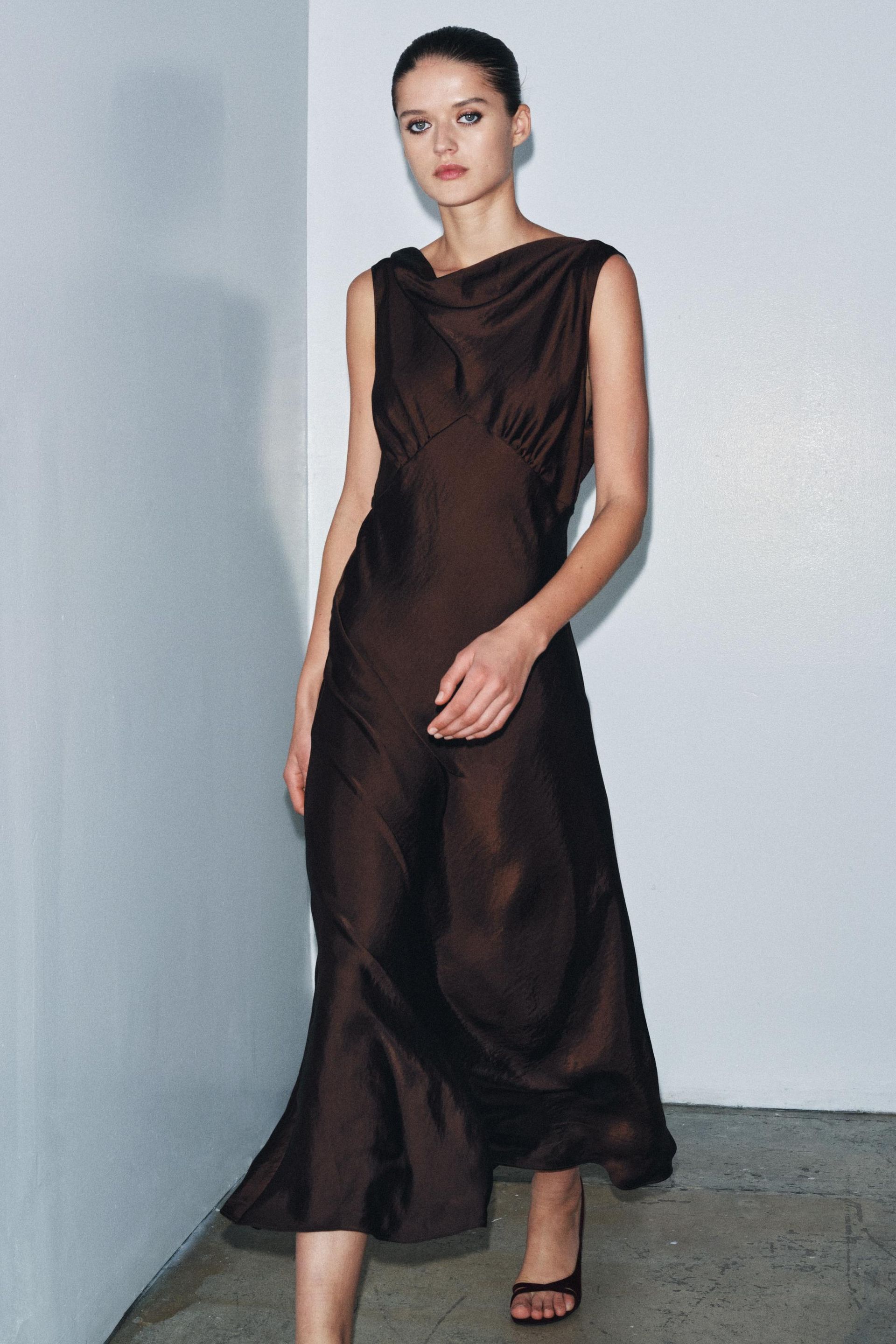 Zw Collection Satin Midi Dress