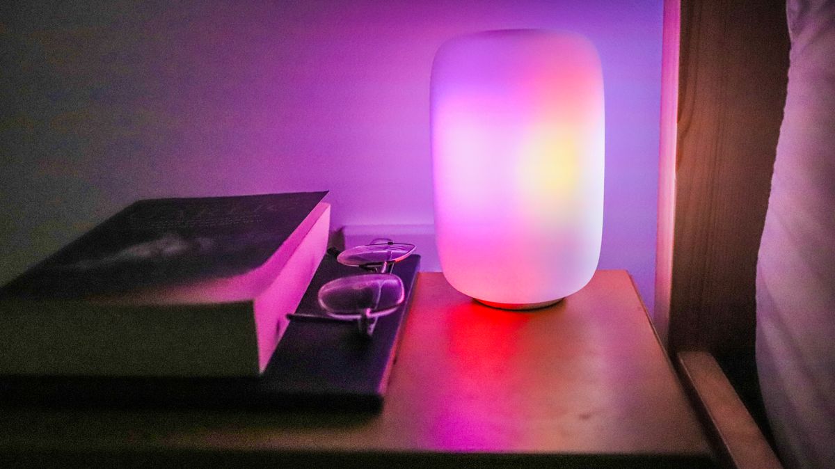 Moonside Lamp One on a small bedside table