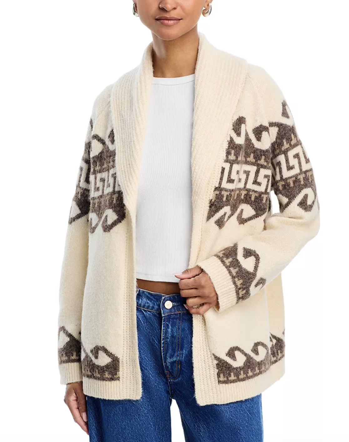 Aqua Wave Fair Isle Open Cardigan