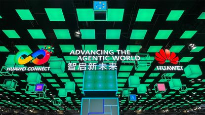 Huawei branding and logos pictured at the 2026 Huawei Connect conference in Shanghai, China.