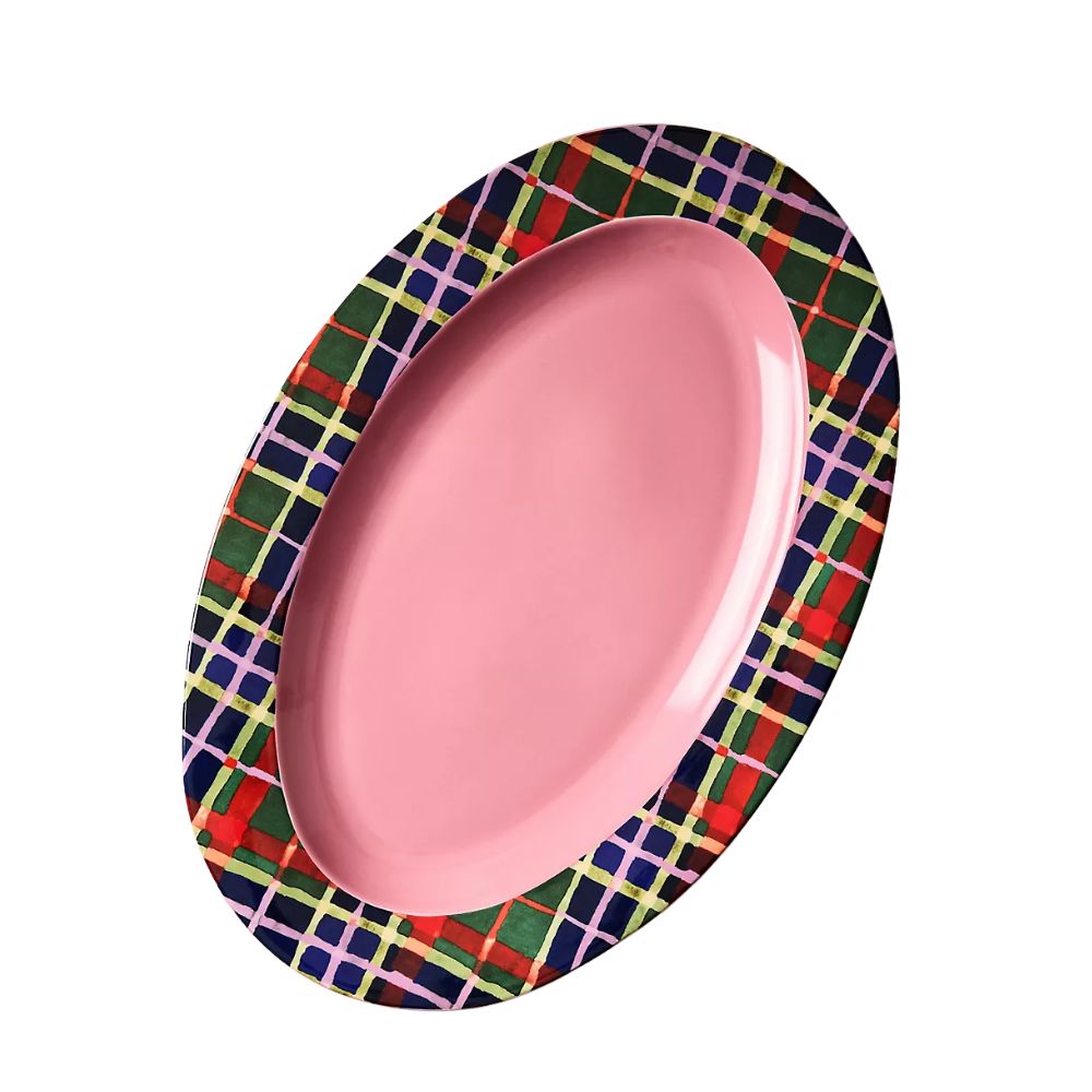 Tartan Red Stoneware Platter