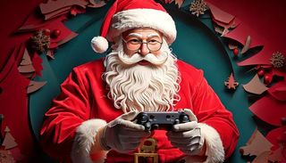 Santa playing video games