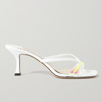 JIMMY CHOO Maelie 70 patent-leather and crystal-embellished iridescent PVC sandals - £575 at Net-A-Porter