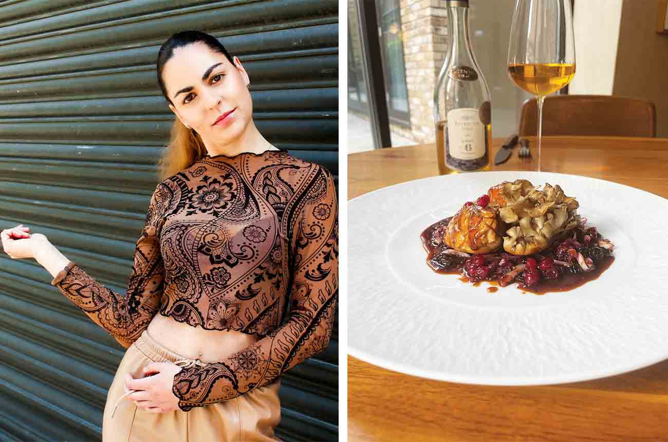 Head sommelier at Trivet, Sofia Crepaz matches Patricius, Asz&amp;uacute; 6 Puttonyos 2017 with grilled sweetbreads with smoked maitake mushrooms, pickled lingonberries and wild cumin