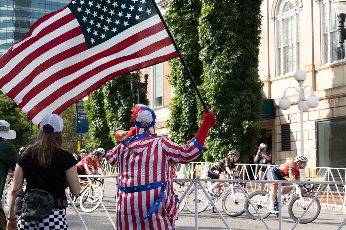 Knoxville cycling superfan, Jimmy Dean, is know for his patriotic-themed costumes.