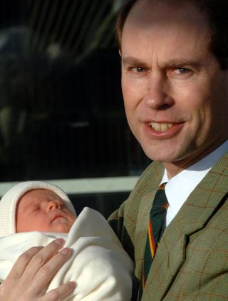 Prince Edward with baby son James Viscount Severn
