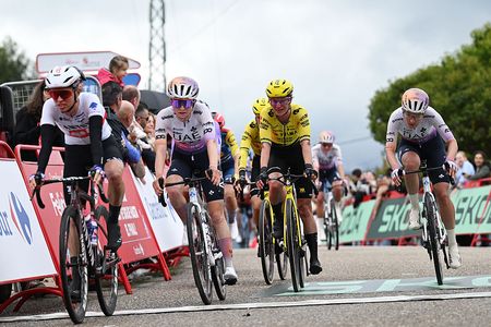 Marianne Vos (Visma-Lease a Bike) crosses the line in seventh place at the end of stage 1 of the 2026 Vuelta Femenina 2026. (Photo by Szymon Gruchalski/Getty Images)