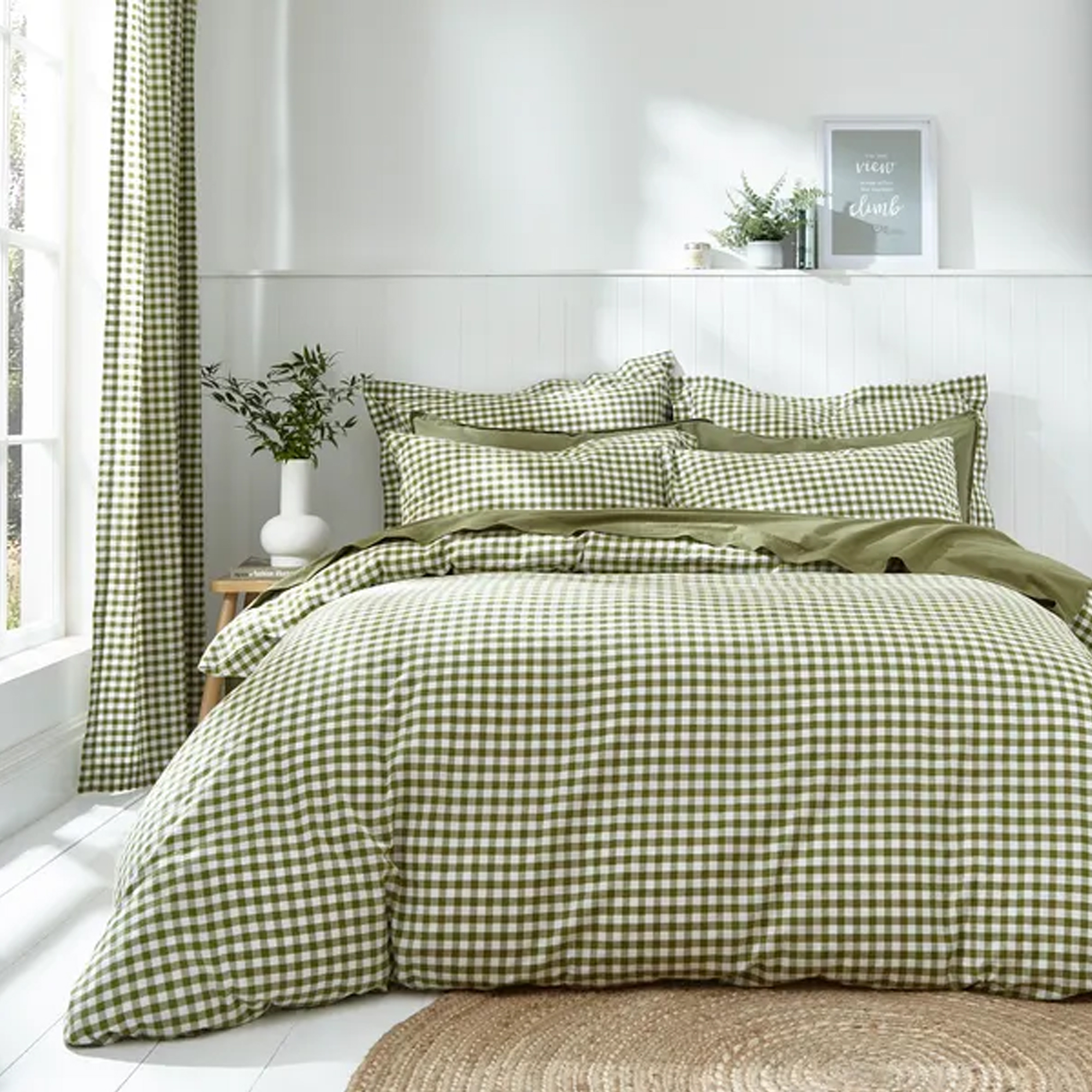 Dunelm Portloe Gingham Duvet Cover Set green