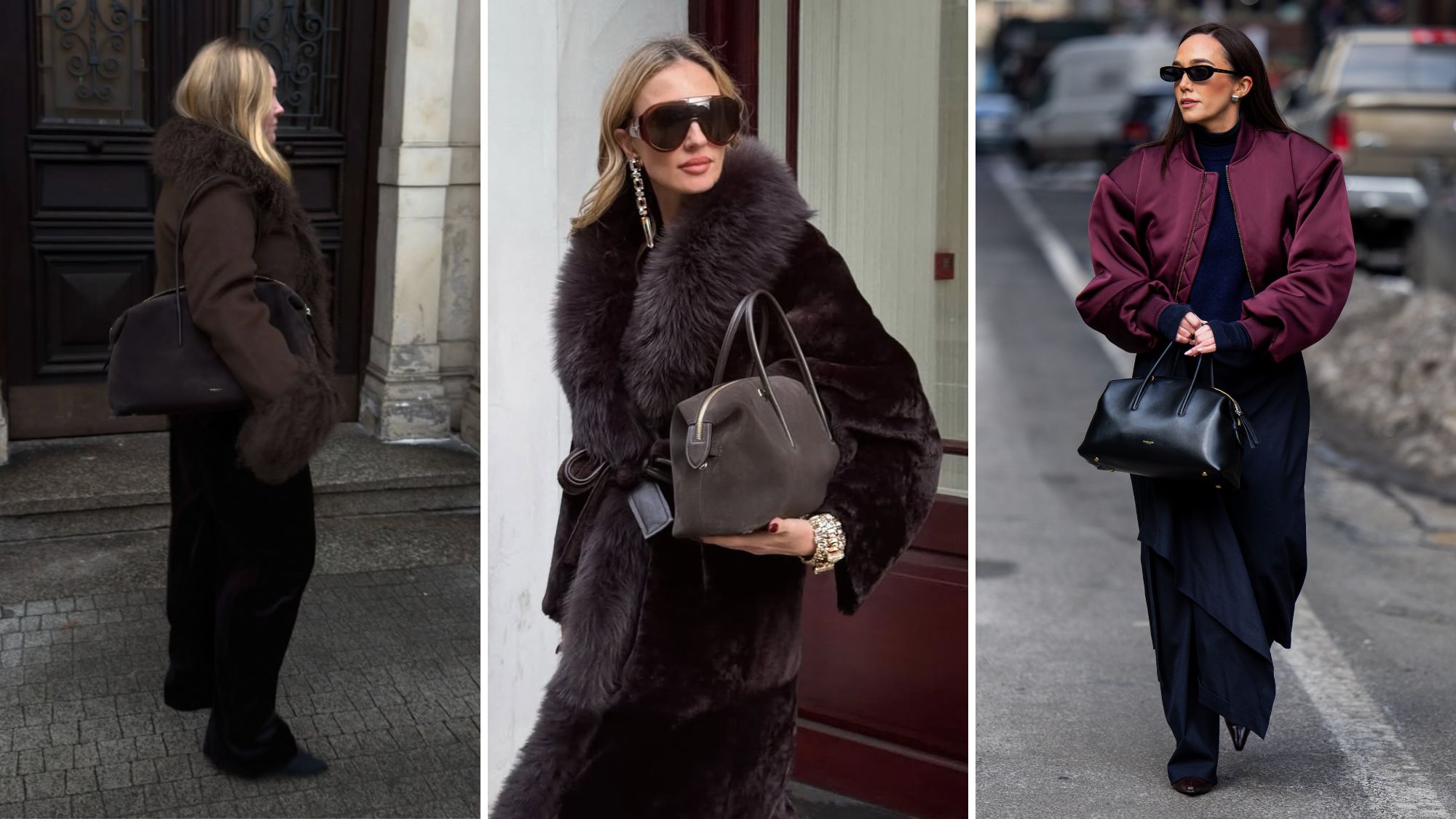 three women carrying a demellier stockholm bag