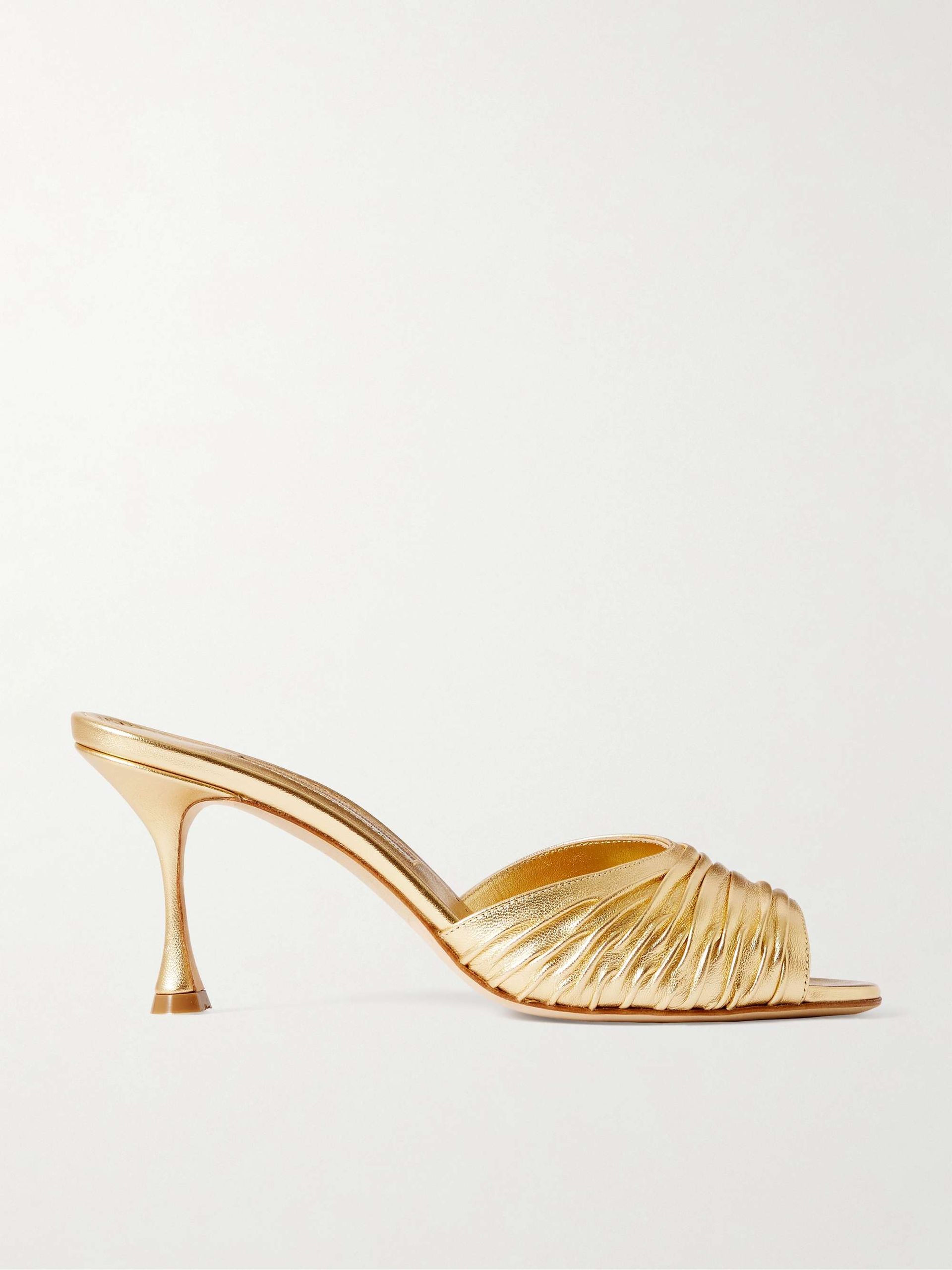 Pirua 70 Metallic Leather Mules