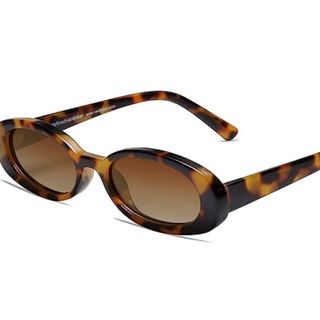 VANLINKER Polarized Small Trendy Skinny Vintage Oval Sunglasses 
