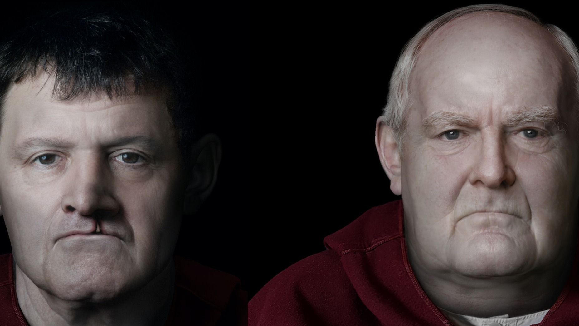 The facial reconstructions of two men.