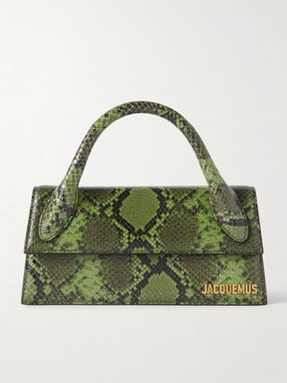 Le Chiquito Long Snake-Effect Leather Shoulder Bag