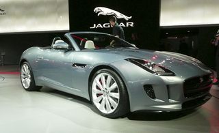 Grey Jaguar F-Type convertible sports car