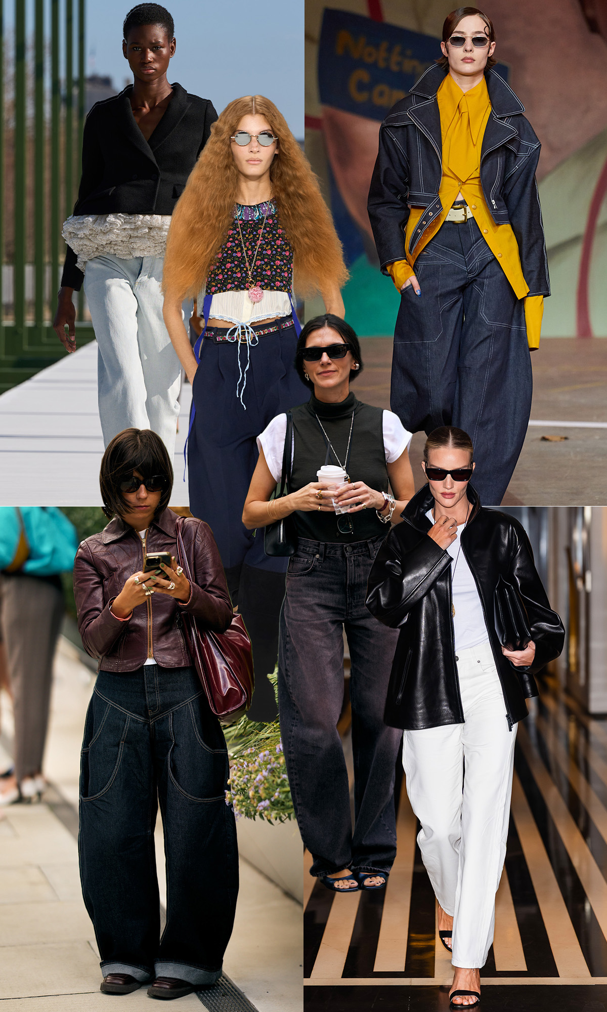 A selection of runway models, street stylers and Rosie Huntington-Whiteley wear barrel jeans
