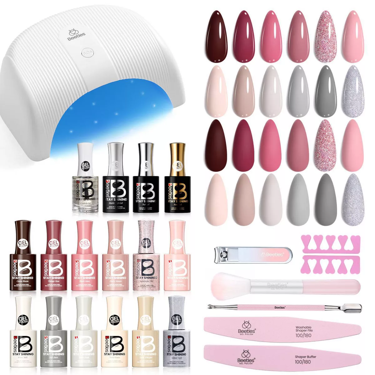 Beetles 12 Colors All in One Nail Polish Starter Kit - 12ct