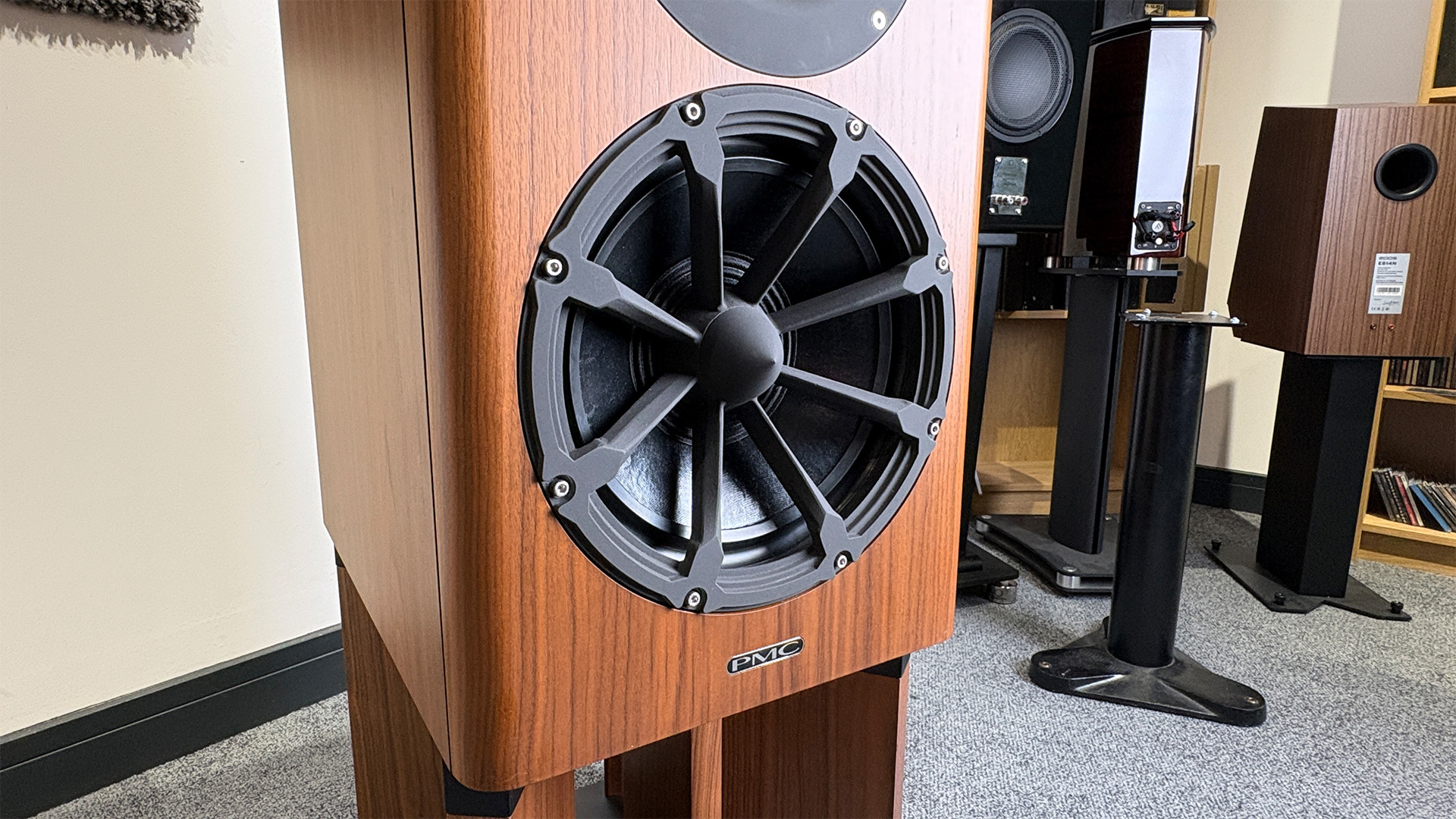 PMC MB2 SE standmount speaker close up of bass driver