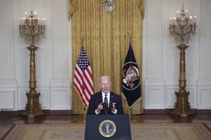 Biden delivers remarks on Russia and Ukraine on Feb. 15, 2022