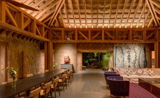 Interior of a large room in a coastal mexican home