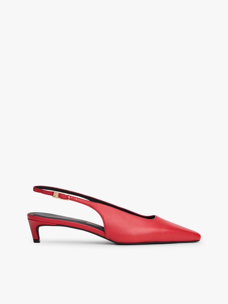 Th Monogram Leather Slingback Kitten Heels