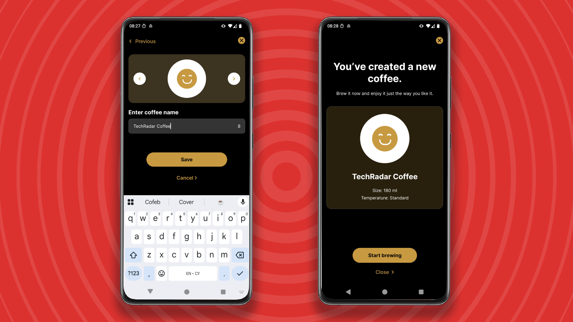 Creating custom drinks and brewing them using the Lavazza Tabli app