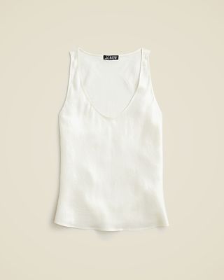 Tanktop mit U-Ausschnitt aus strukturiertem Satinmaterial