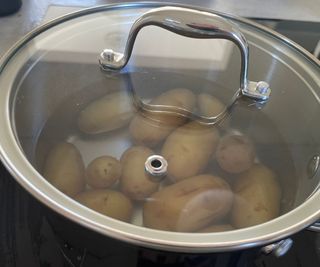 Boiling potatoes in the Lakeland Stainless Steel Pan Set