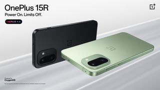 black and green OnePlus 15R showing their rear panel