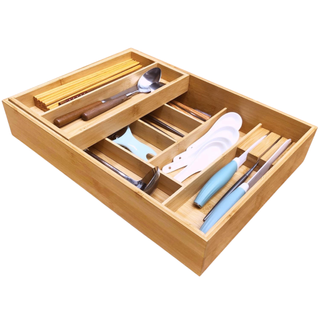 COIWAI Double layer Bamboo Kitchen Drawer Organizer