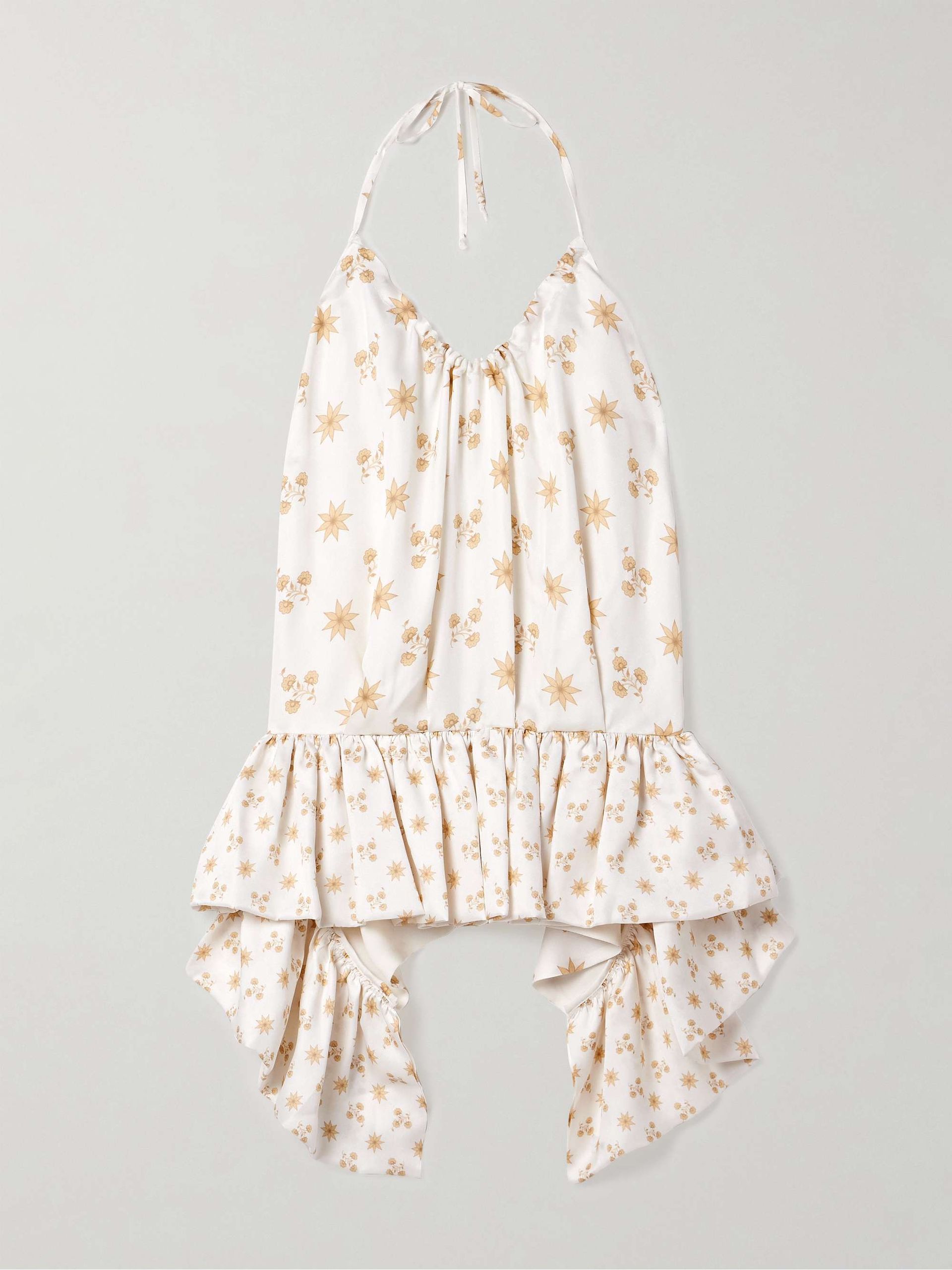 Tamara Floral-Print Crepe Peplum Halterneck Top