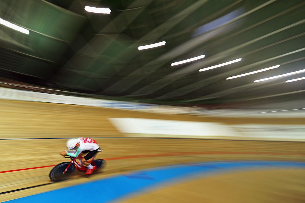 Stefan Bissegger of Switzerland competes in the Men's Individual Pursuit Qualifying race on day three of the UCI Track Cycling World Championships