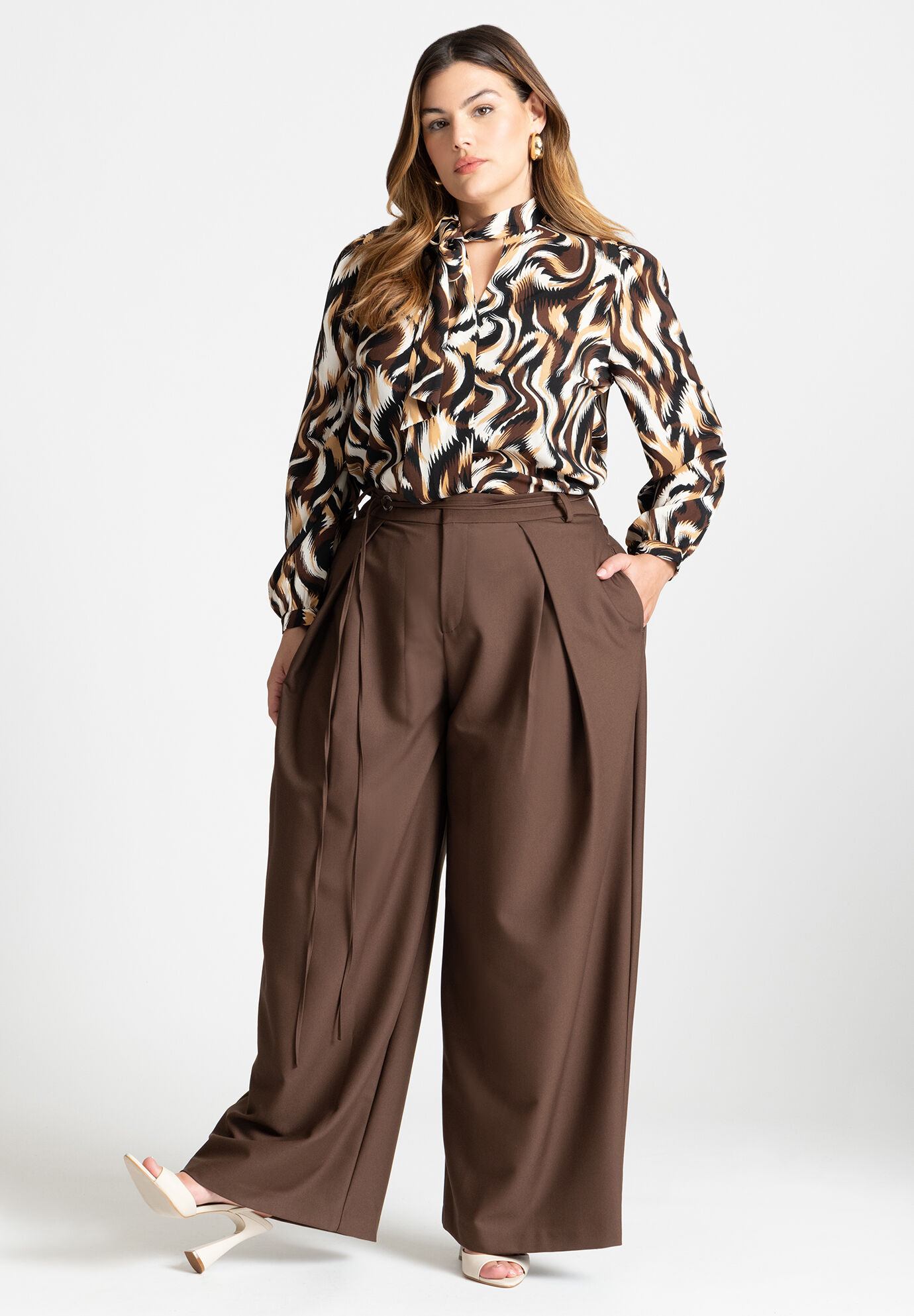 Pleat Detail Trouser With Long Belt