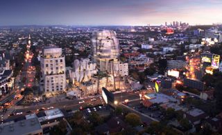 Exterior render of 8150 Sunset Boulevard, by Frank Gehry, Los Angeles, USA